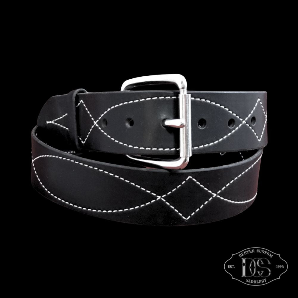 1 3/4" Black Stitched Belt with Buckle
